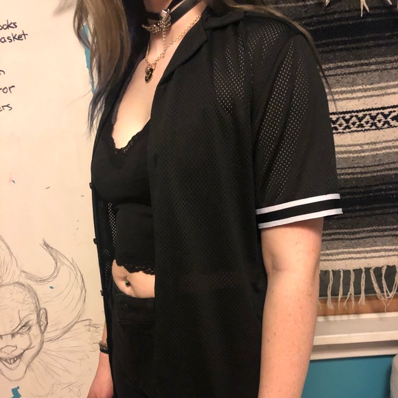 Mesh black button up - Picture 2 of 2